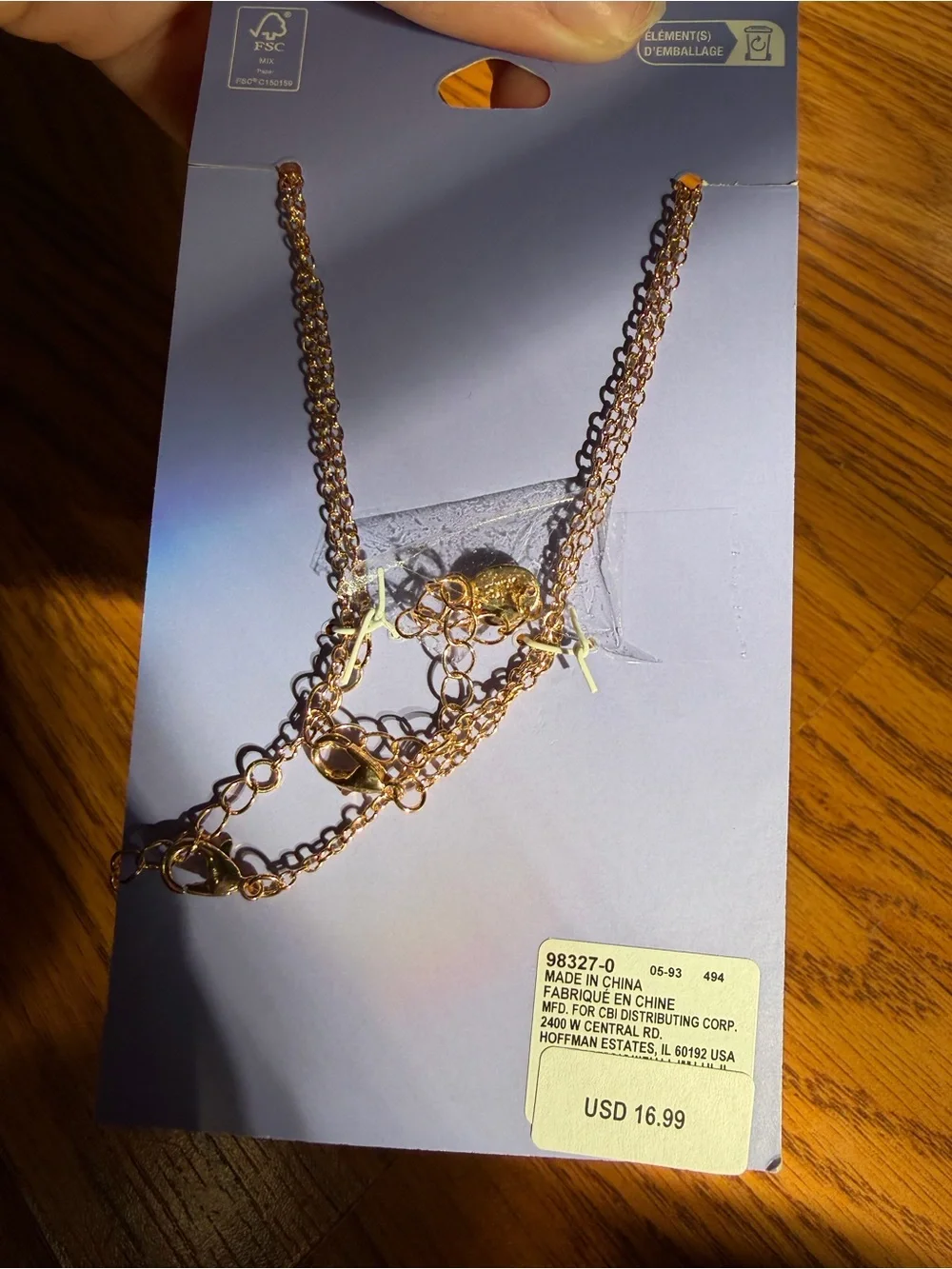 NWT-Claire's Gold Tone Mama and mini Rhinestone Bar Necklace Set